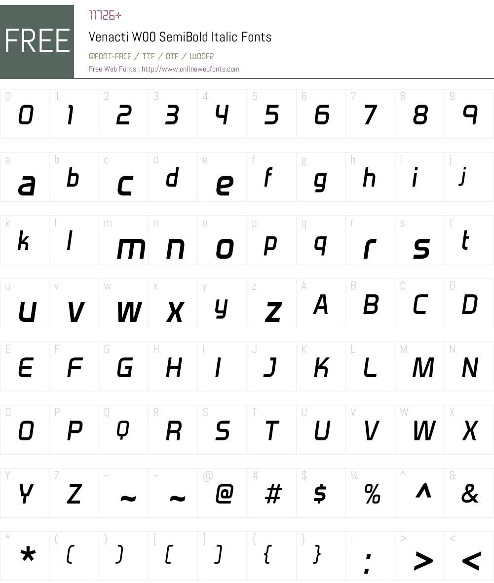 VenactiW00-SemiBoldItalic Font Screenshots