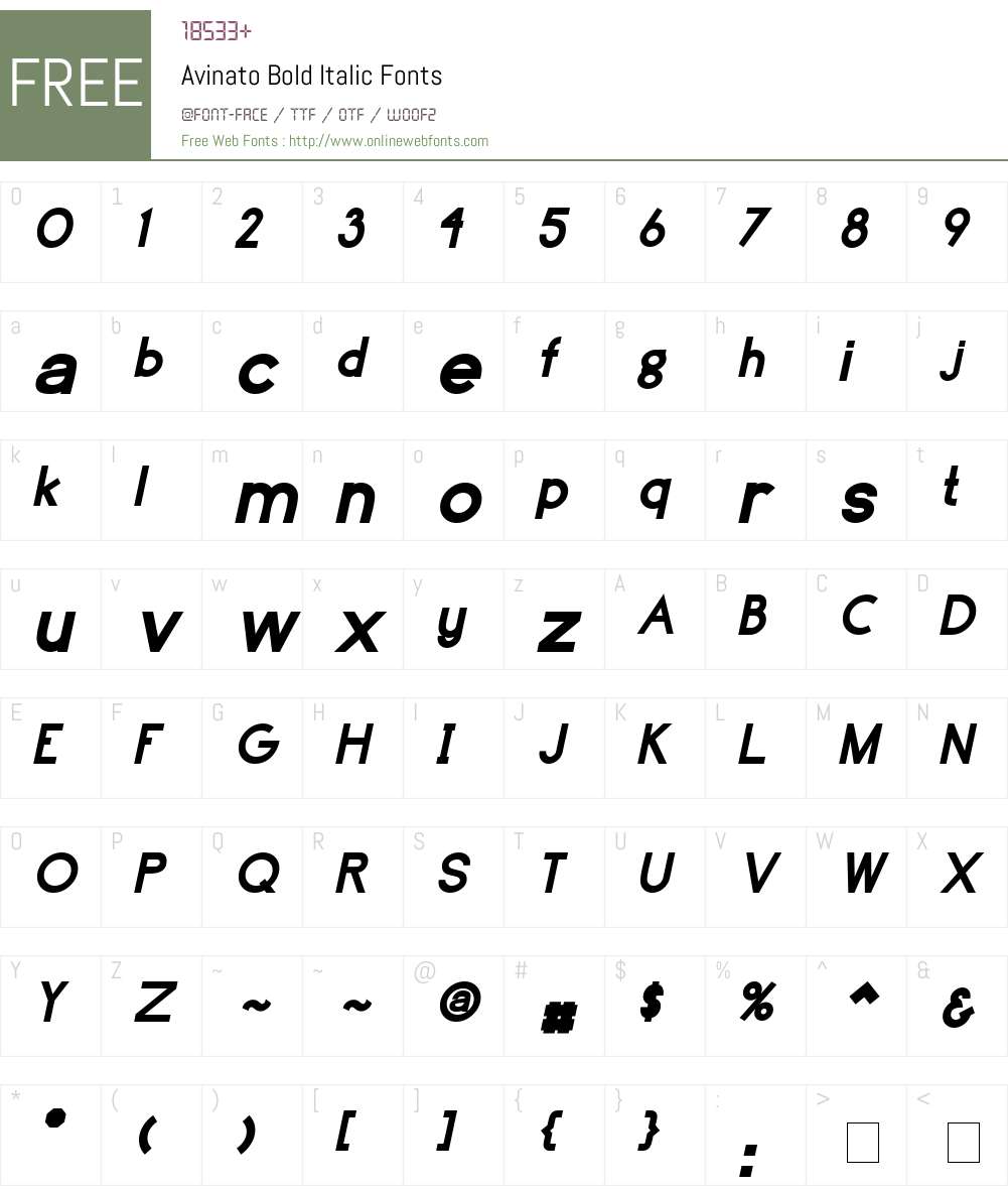 Avinato Font Screenshots