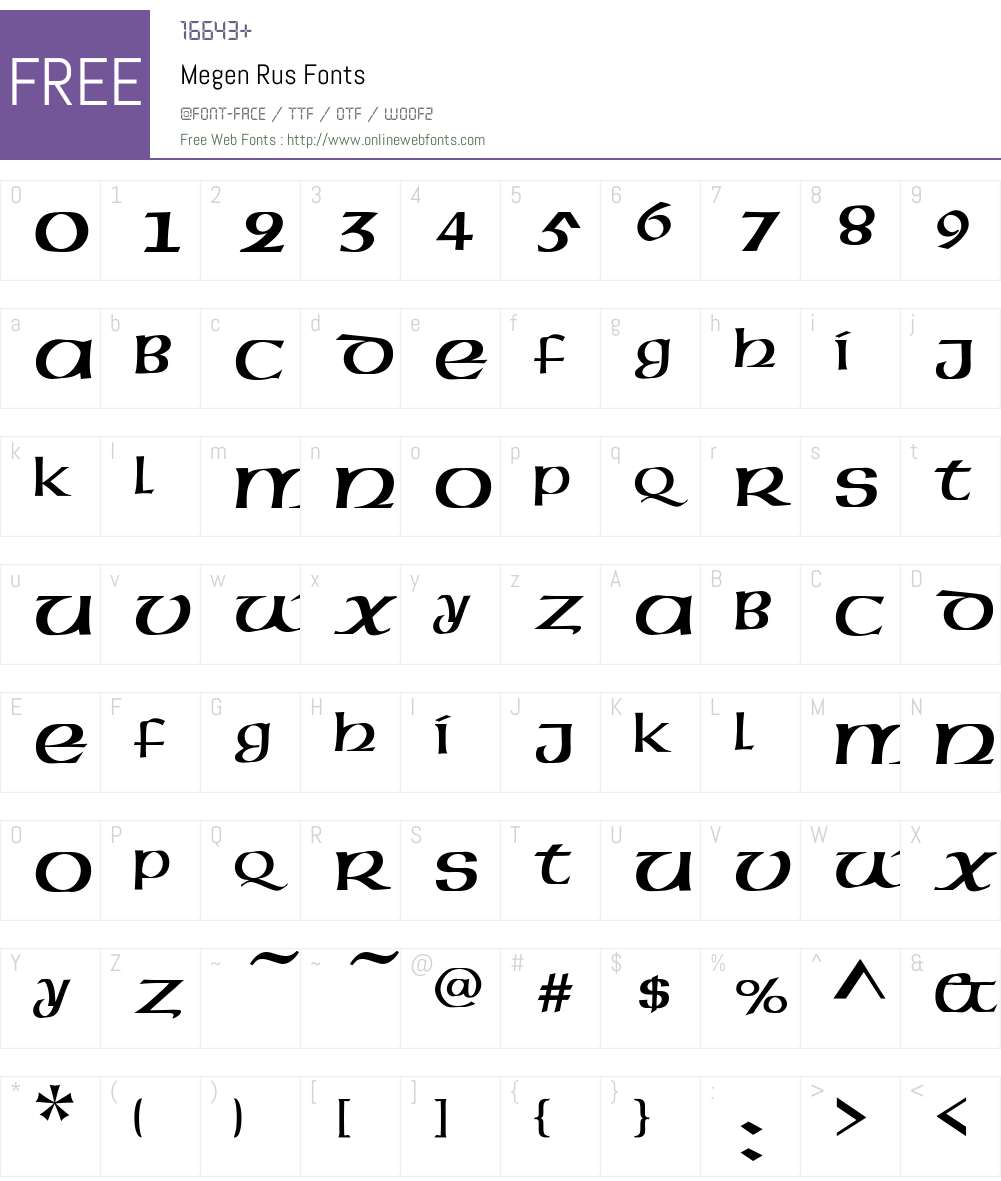 Megen Rus Font Screenshots