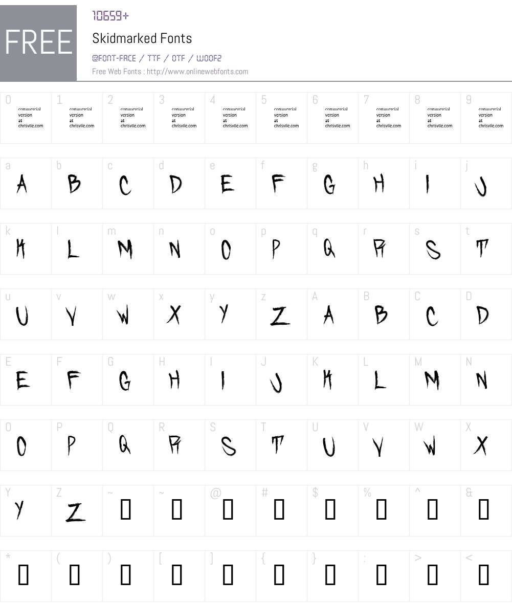 Skidmarked Font Screenshots