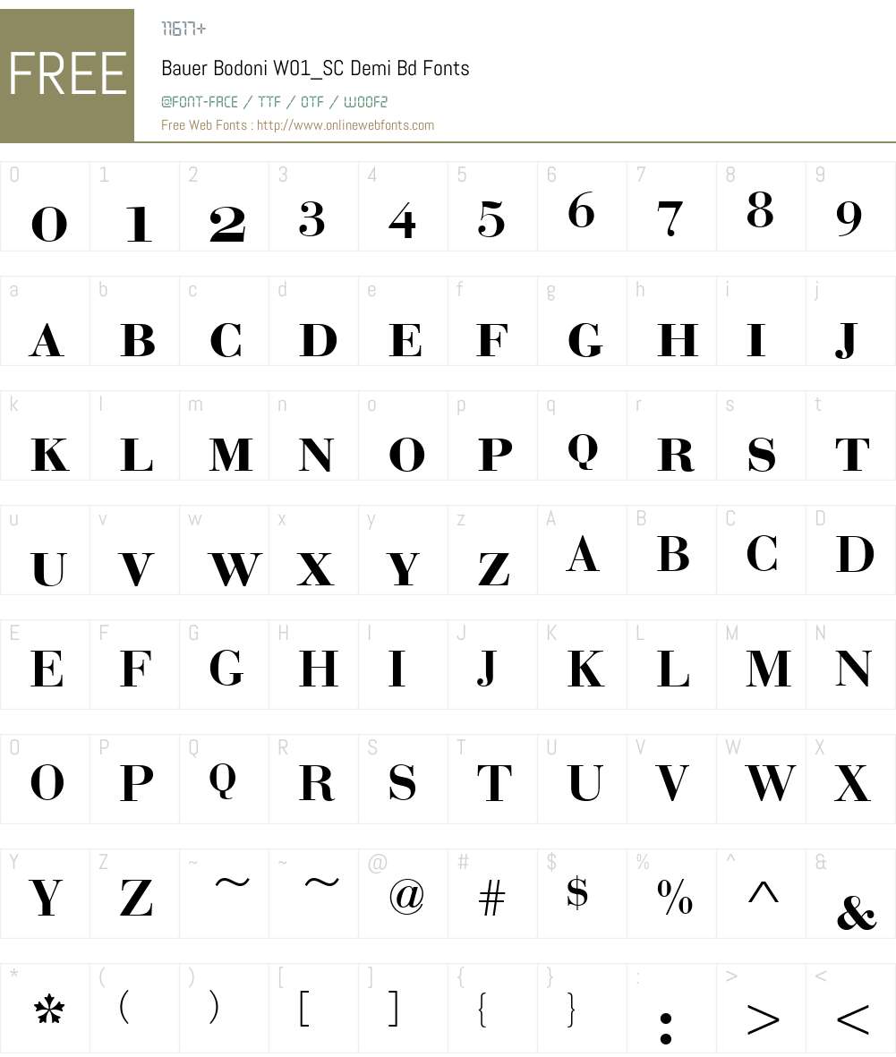 BauerBodoniW01_SC-DemiBd Font Screenshots