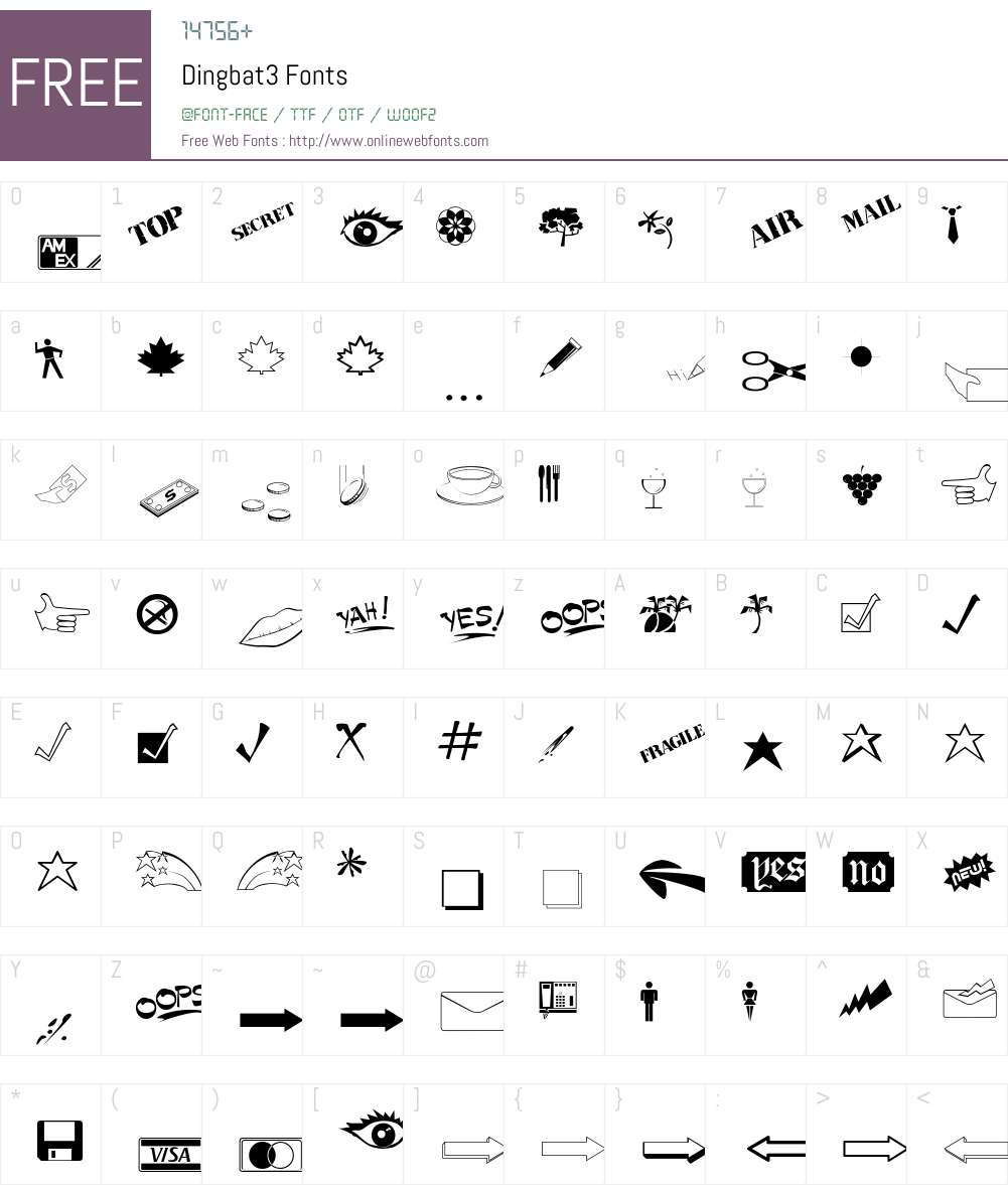 Dingbat3 Font Screenshots