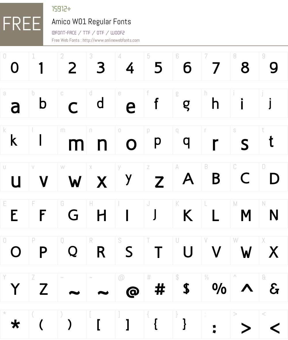 AmicoW01-Regular Font Screenshots
