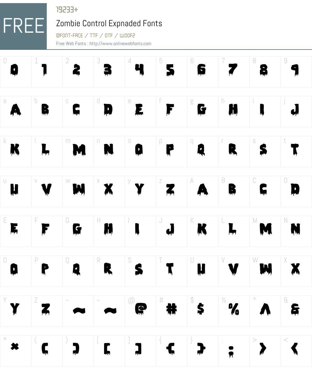 Zombie Control Expnaded Font Screenshots