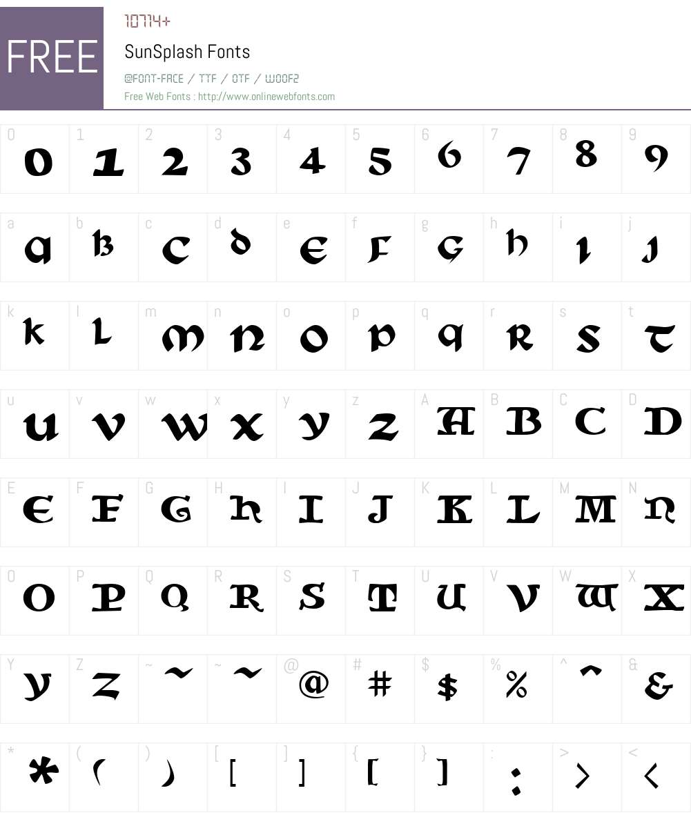 SunSplash Font Screenshots
