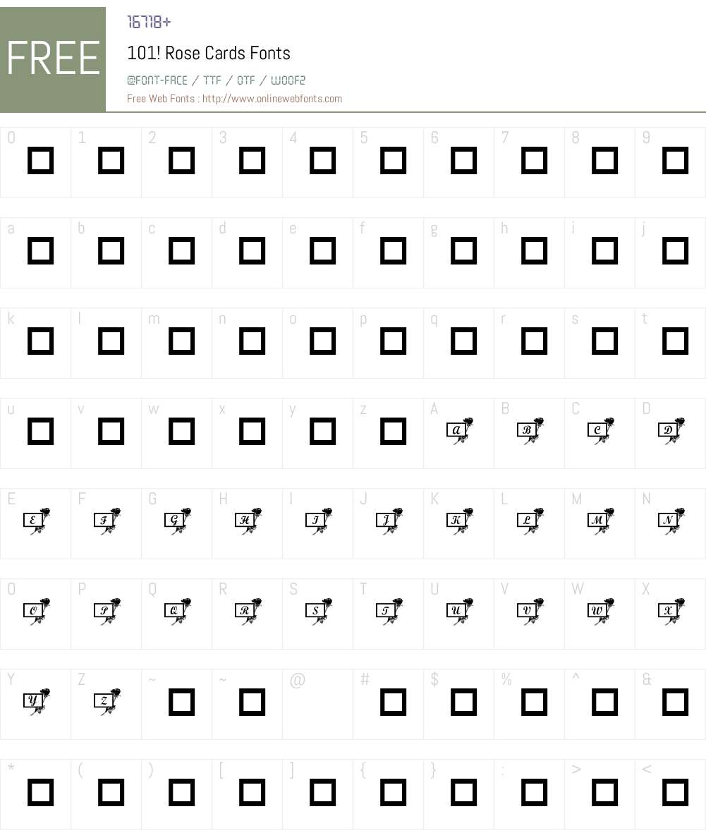 101! Rose Cards Font Screenshots