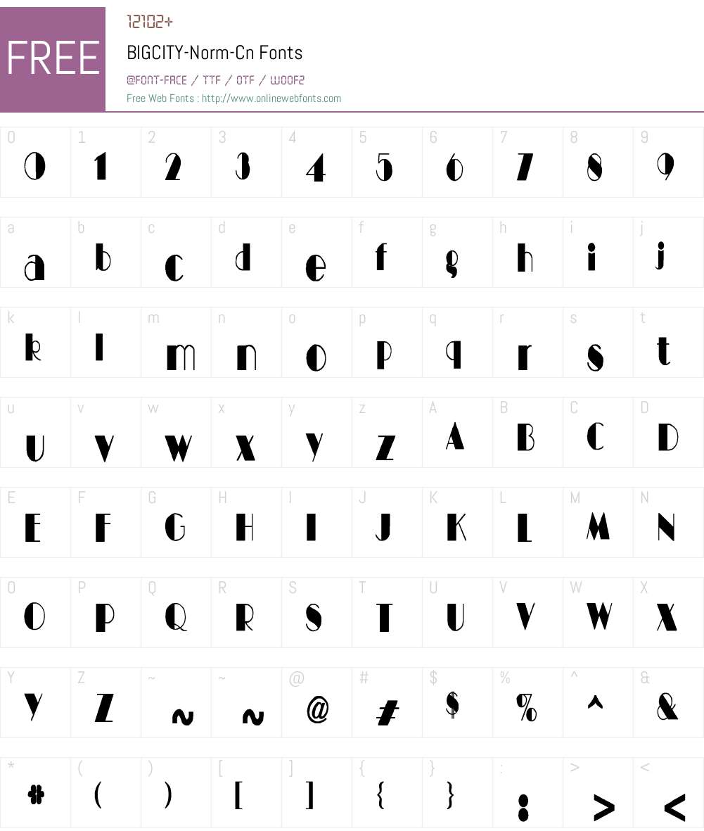 BIGCITY-Norm-Cn Font Screenshots