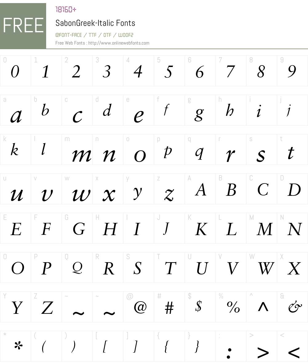 SabonGreek Font Screenshots