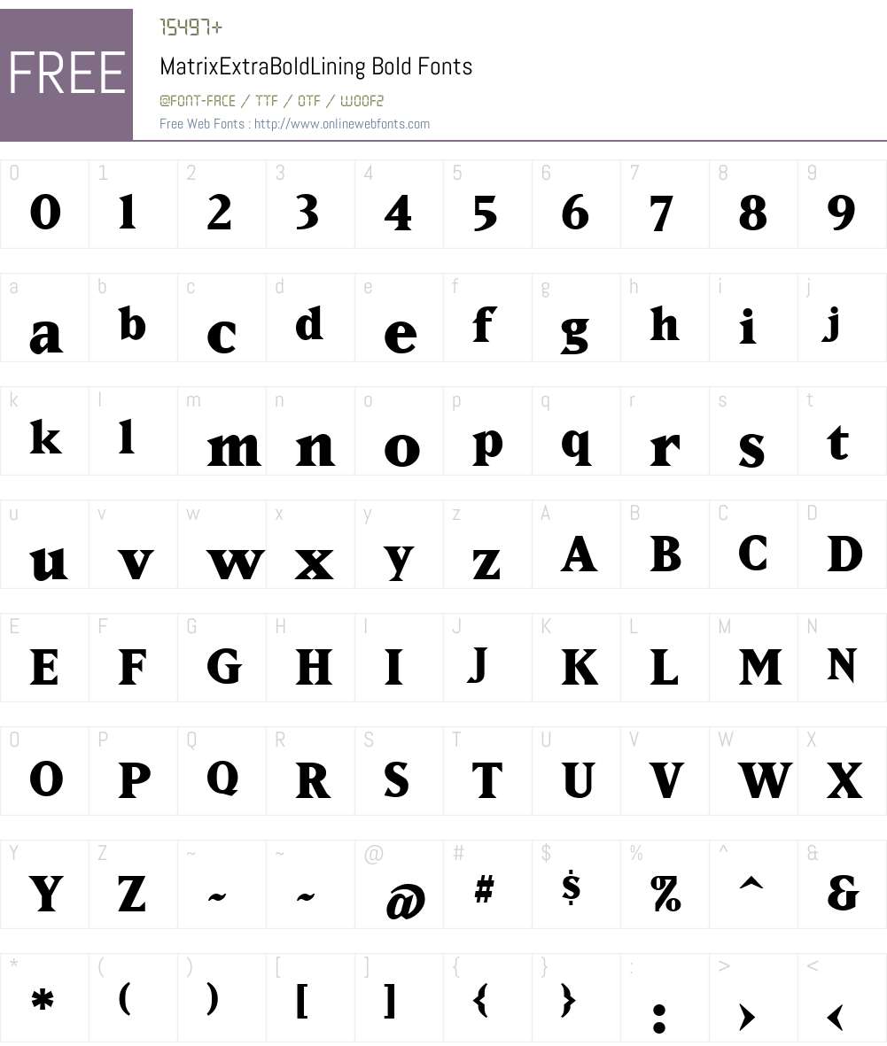 MatrixExtraBoldLining Font Screenshots