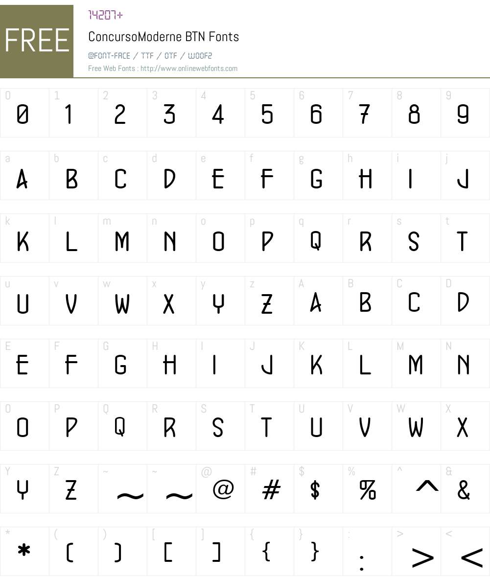 ConcursoModerne BTN Font Screenshots