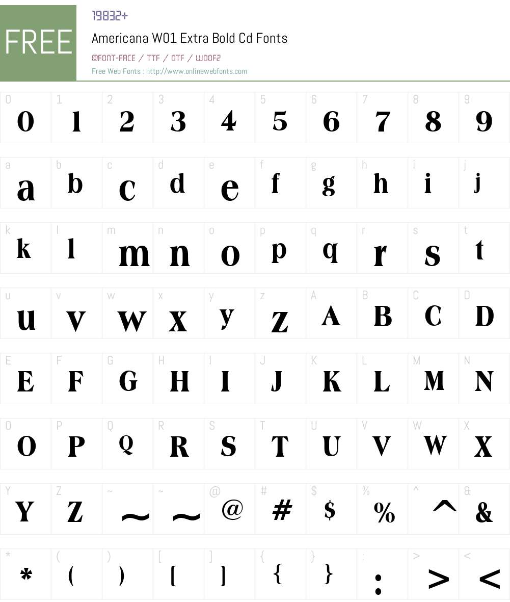 AmericanaW01-ExtraBoldCd Font Screenshots
