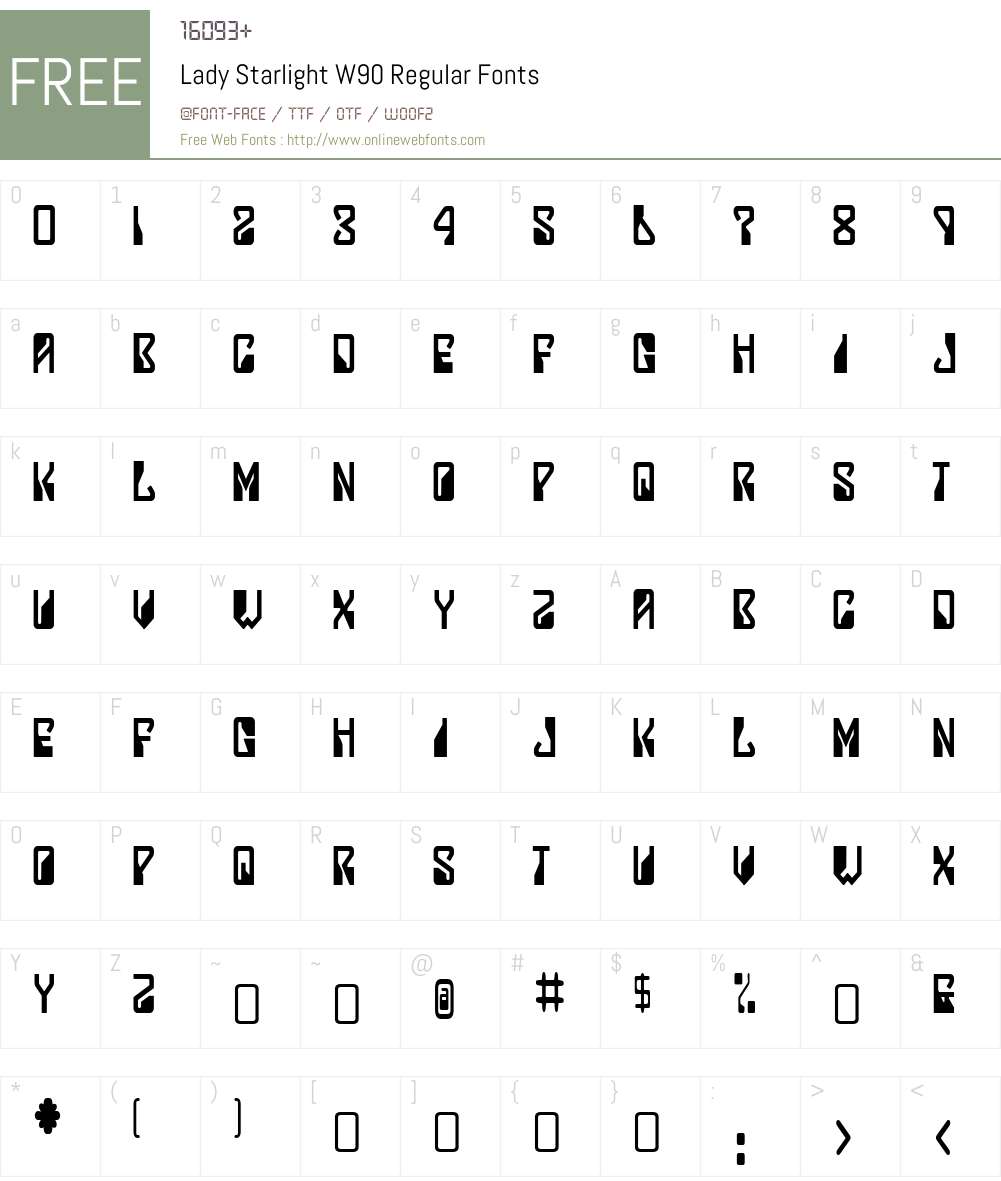 LadyStarlightW90-Regular Font Screenshots