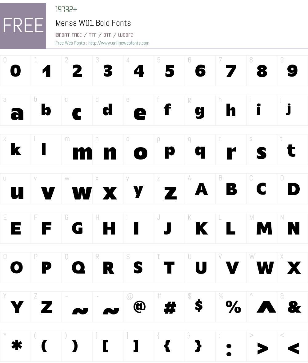 MensaW01-Bold Font Screenshots