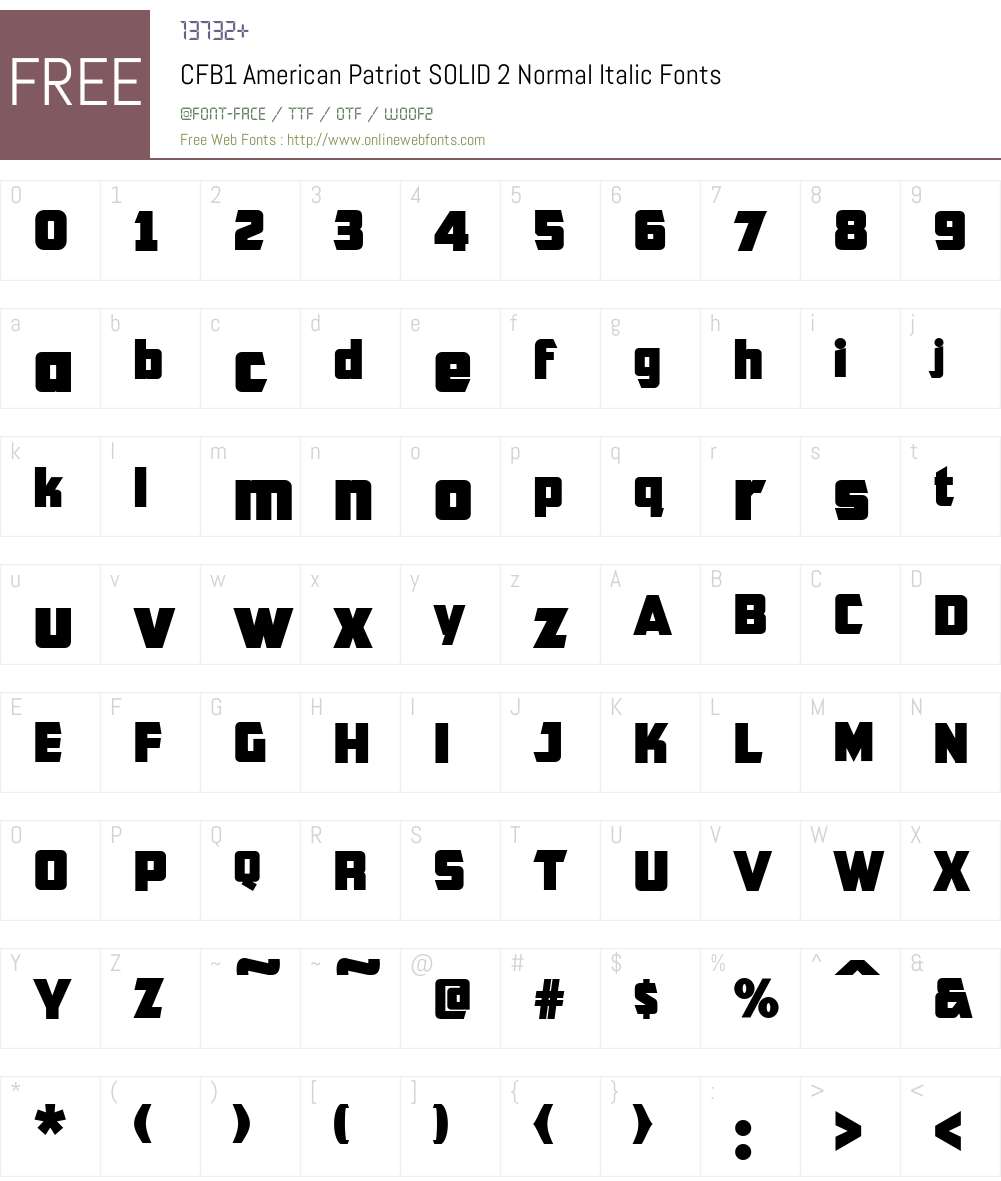 CFB1 American Patriot SOLID 2 Font Screenshots