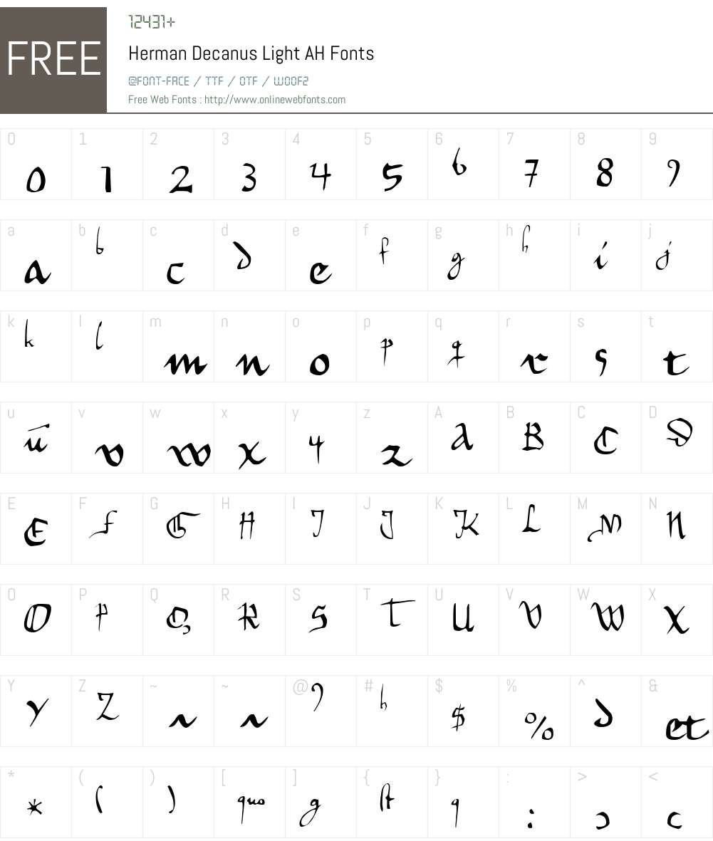 Herman Decanus Light AH Font Screenshots