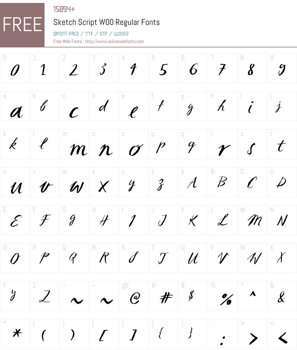 SketchScriptW00-Regular Font Screenshots