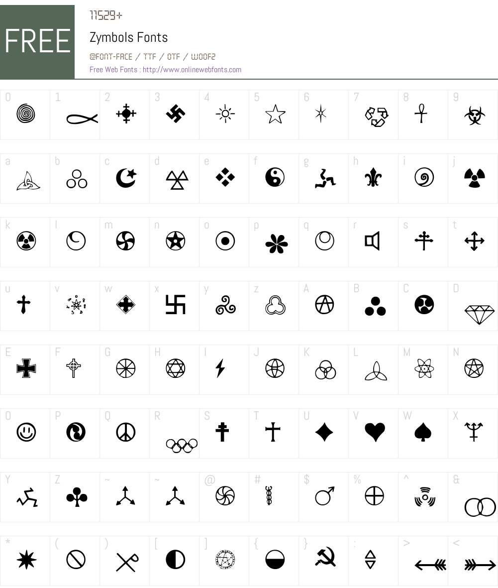 Zymbols Font Screenshots