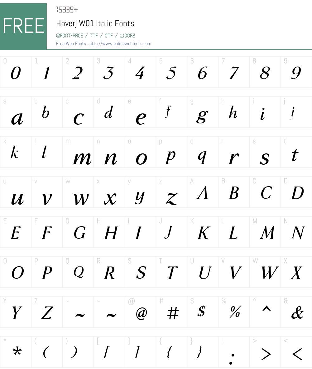 HaverjW01-Italic Font Screenshots