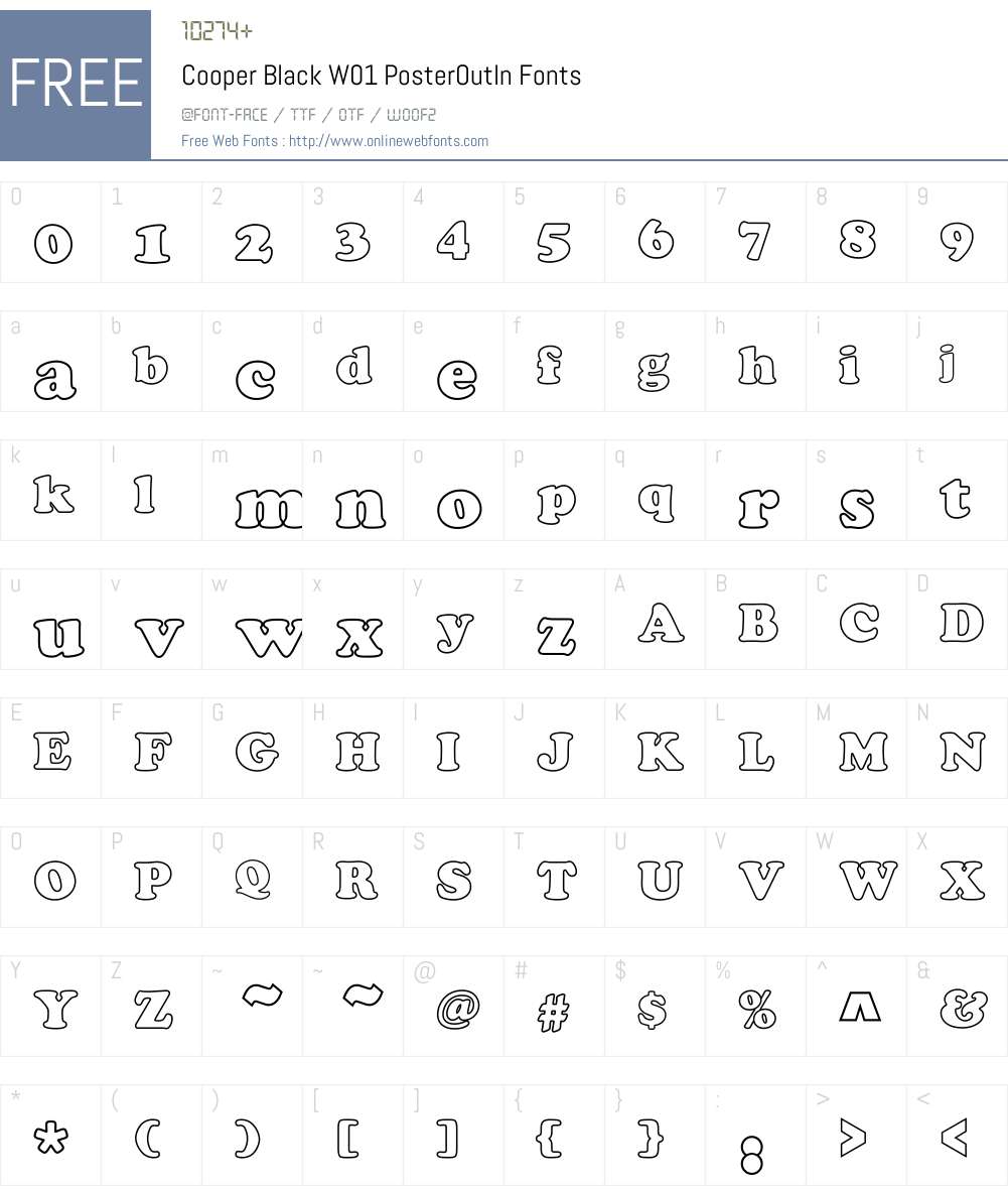 CooperBlackW01-PosterOutln Font Screenshots