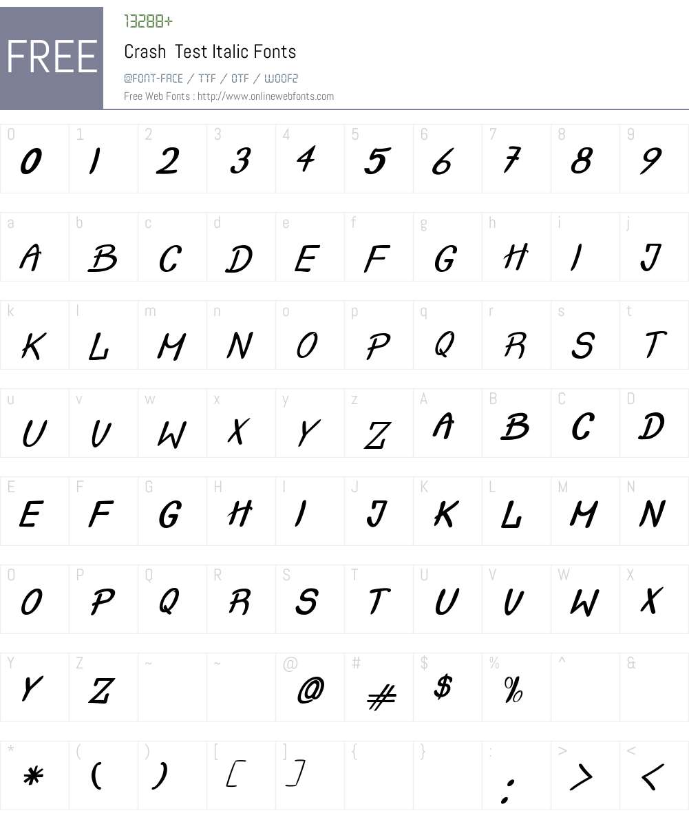 Crash Test Italic Font Screenshots