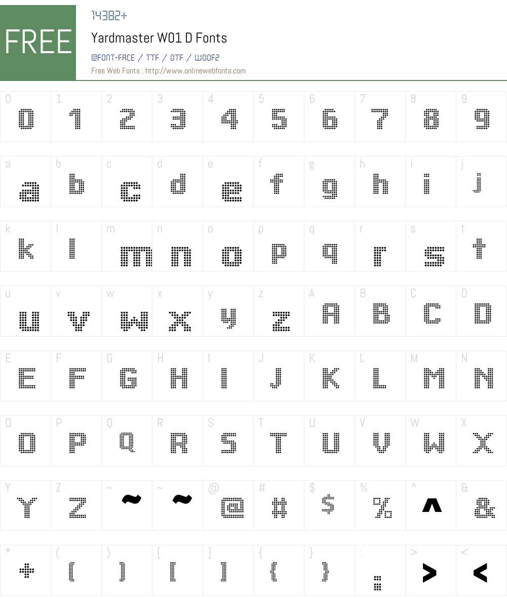YardmasterW01-D Font Screenshots