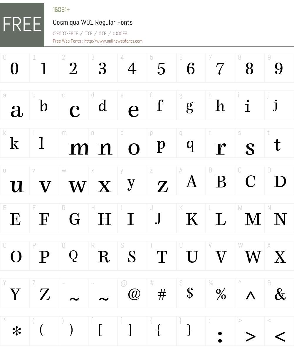 CosmiquaW01-Regular Font Screenshots
