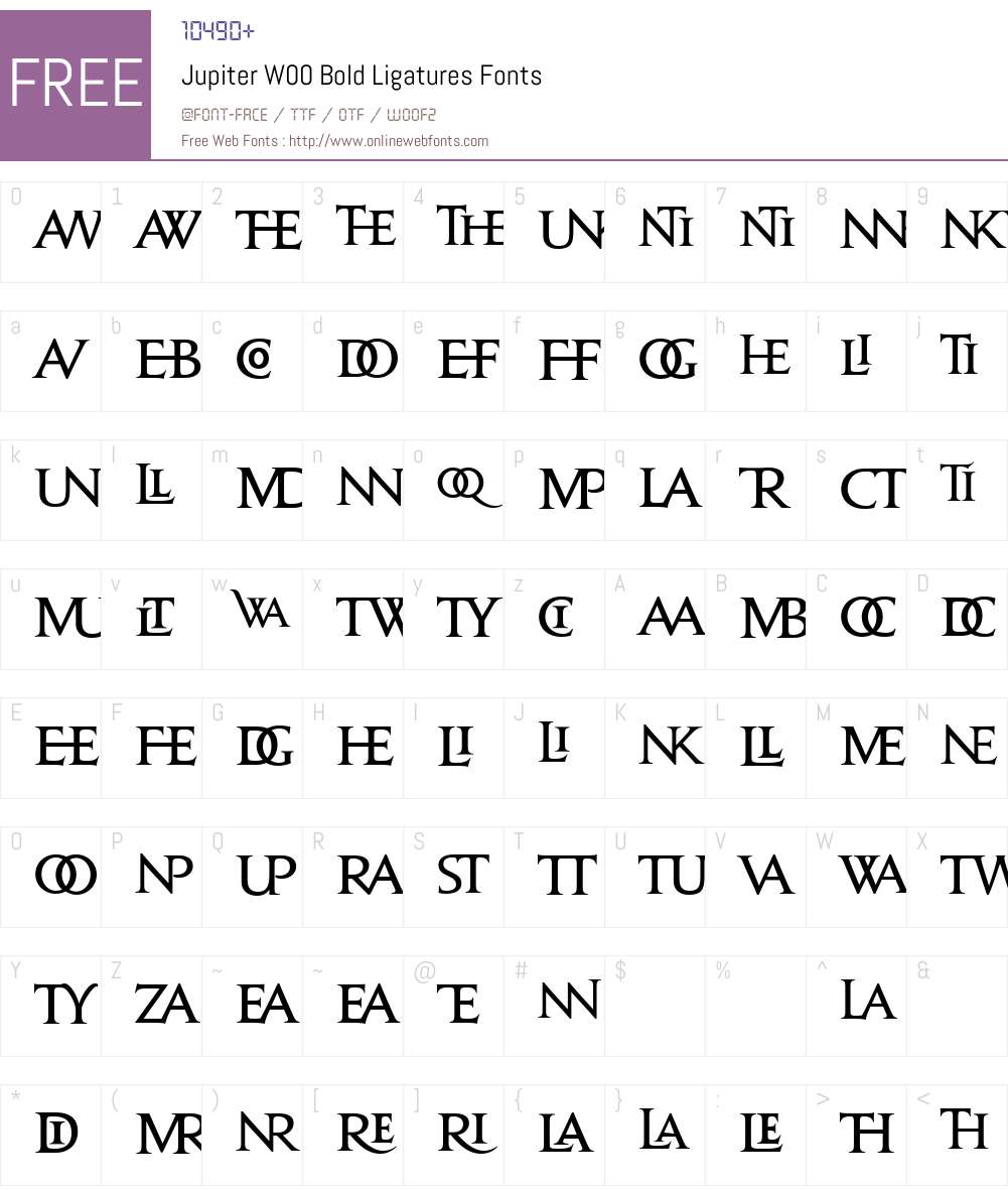 JupiterW00-BoldLigatures Font Screenshots