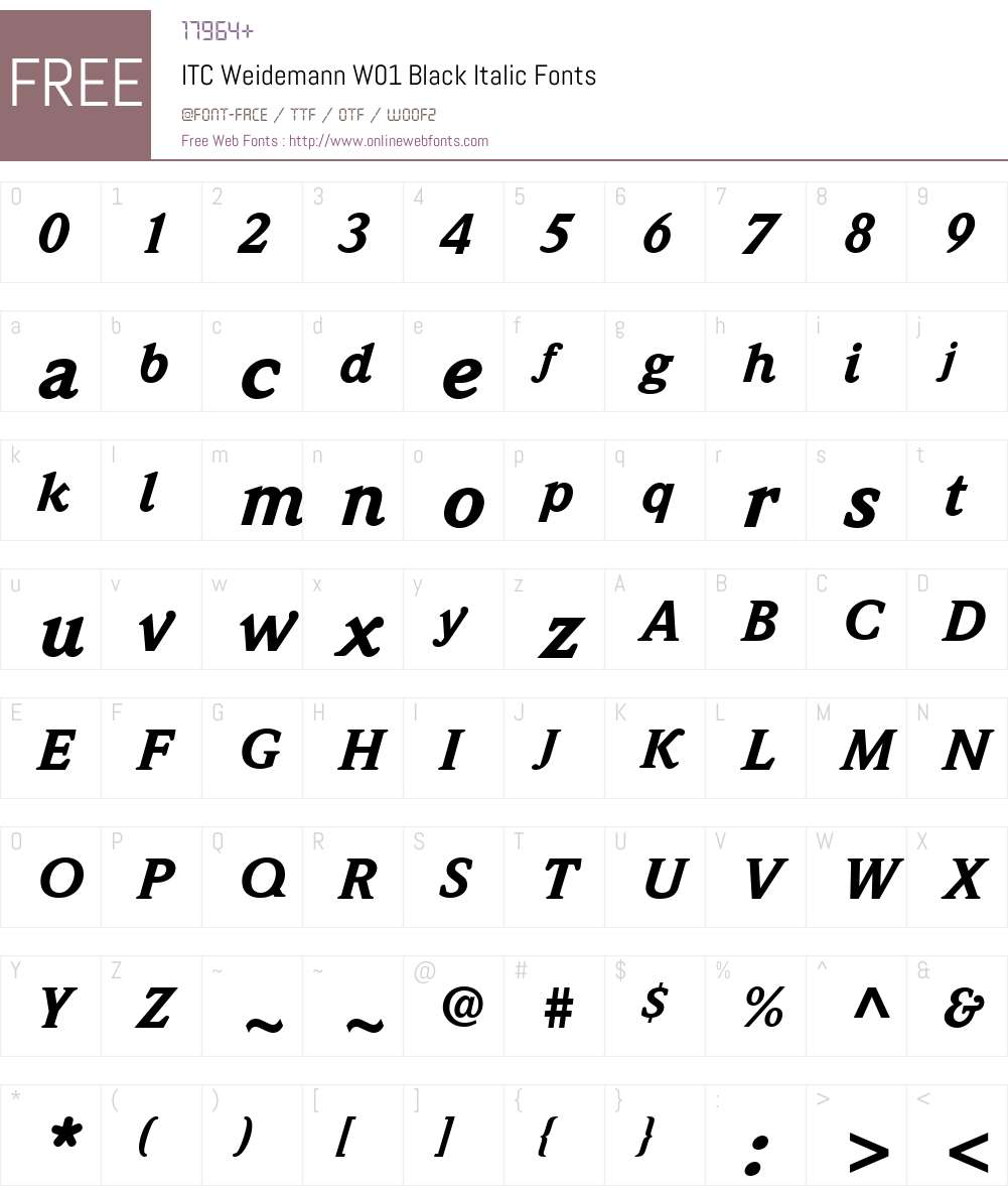 ITCWeidemannW01-BlackItalic Font Screenshots