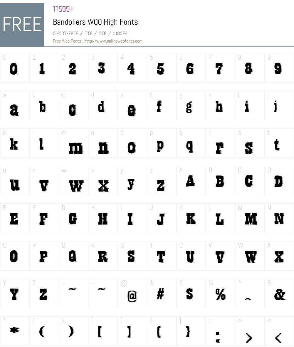 BandoliersW00-High Font Screenshots