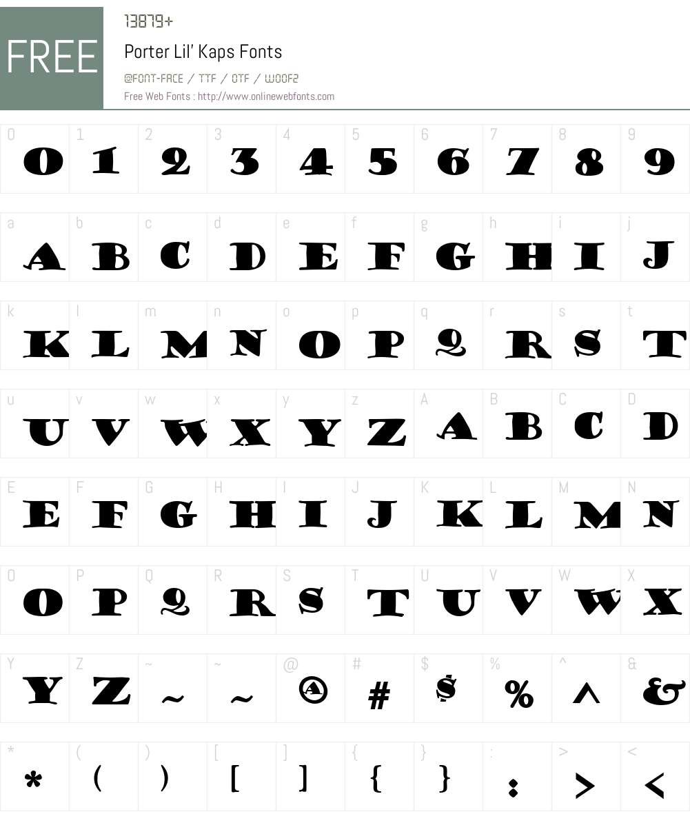 Porter Lil' Kaps Font Screenshots