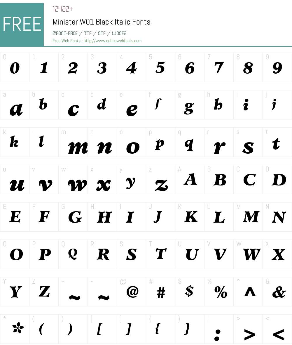 MinisterW01-BlackItalic Font Screenshots