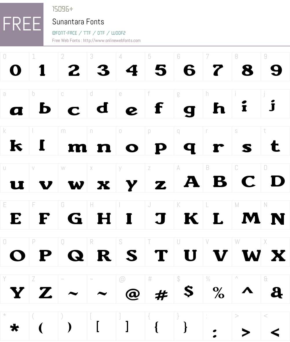 Sunantara Font Screenshots