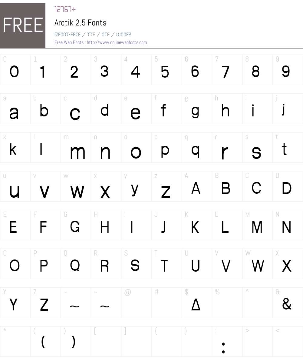 Arctik 2.5 Font Screenshots