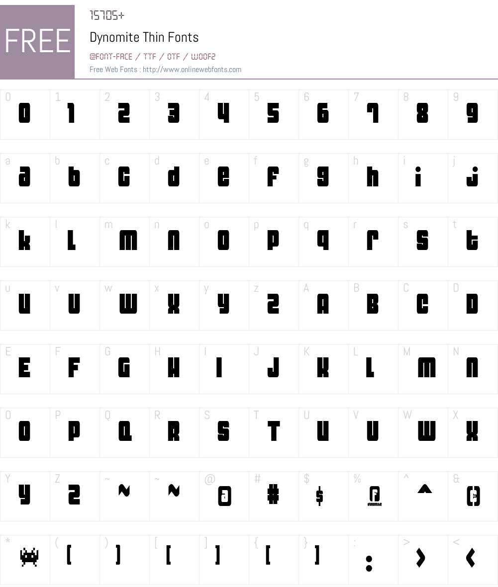 Dynomite Thin Font Screenshots