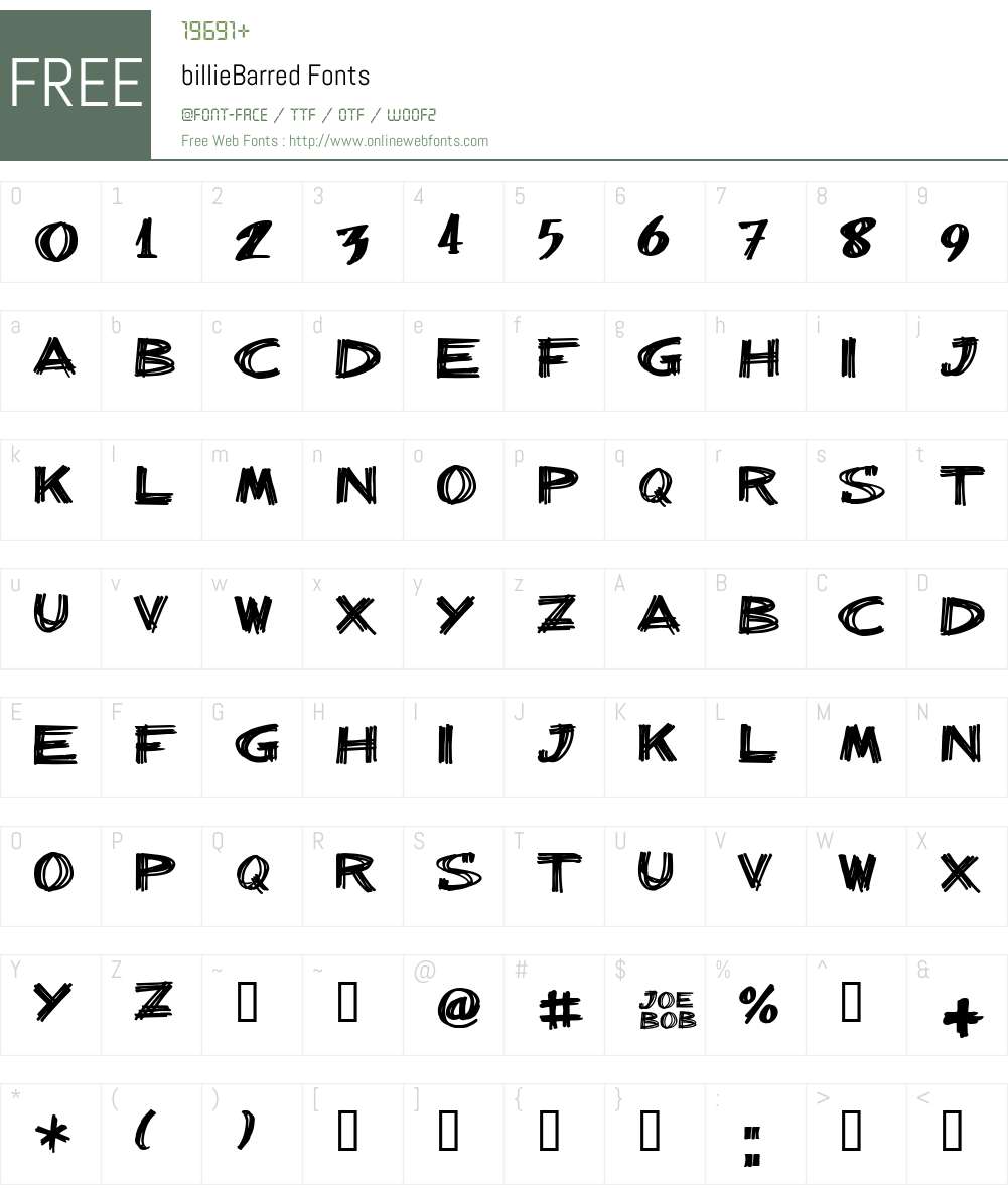 billieBarred Font Screenshots