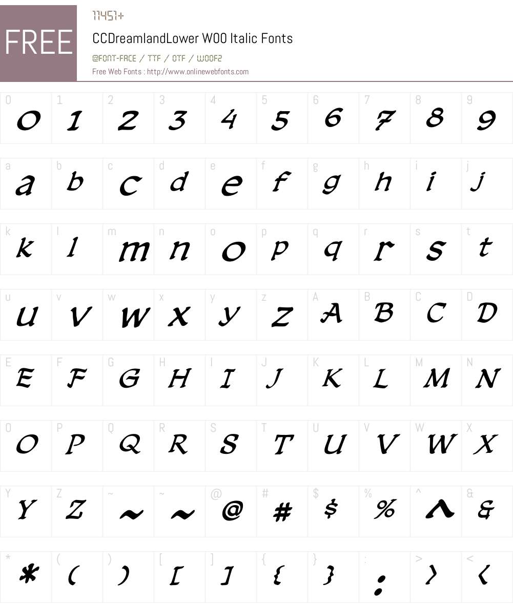 CCDreamlandLowerW00-Italic Font Screenshots