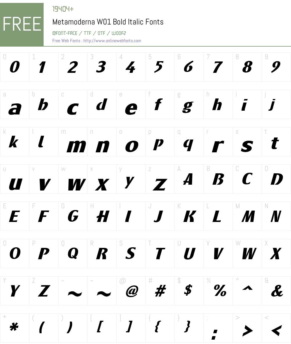 MetamodernaW01-BoldItalic Font Screenshots