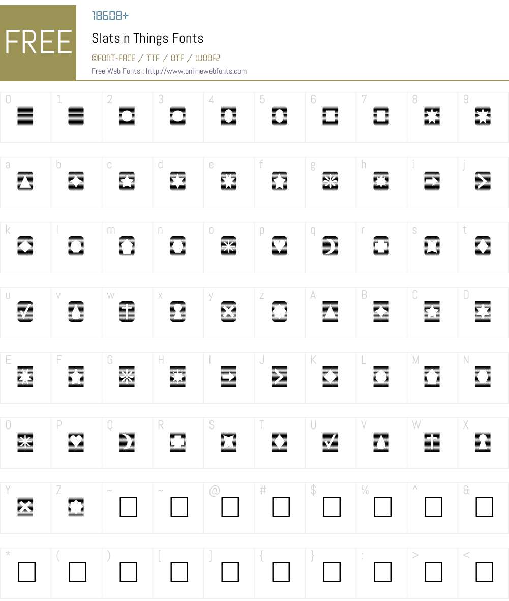 Slats n Things Font Screenshots