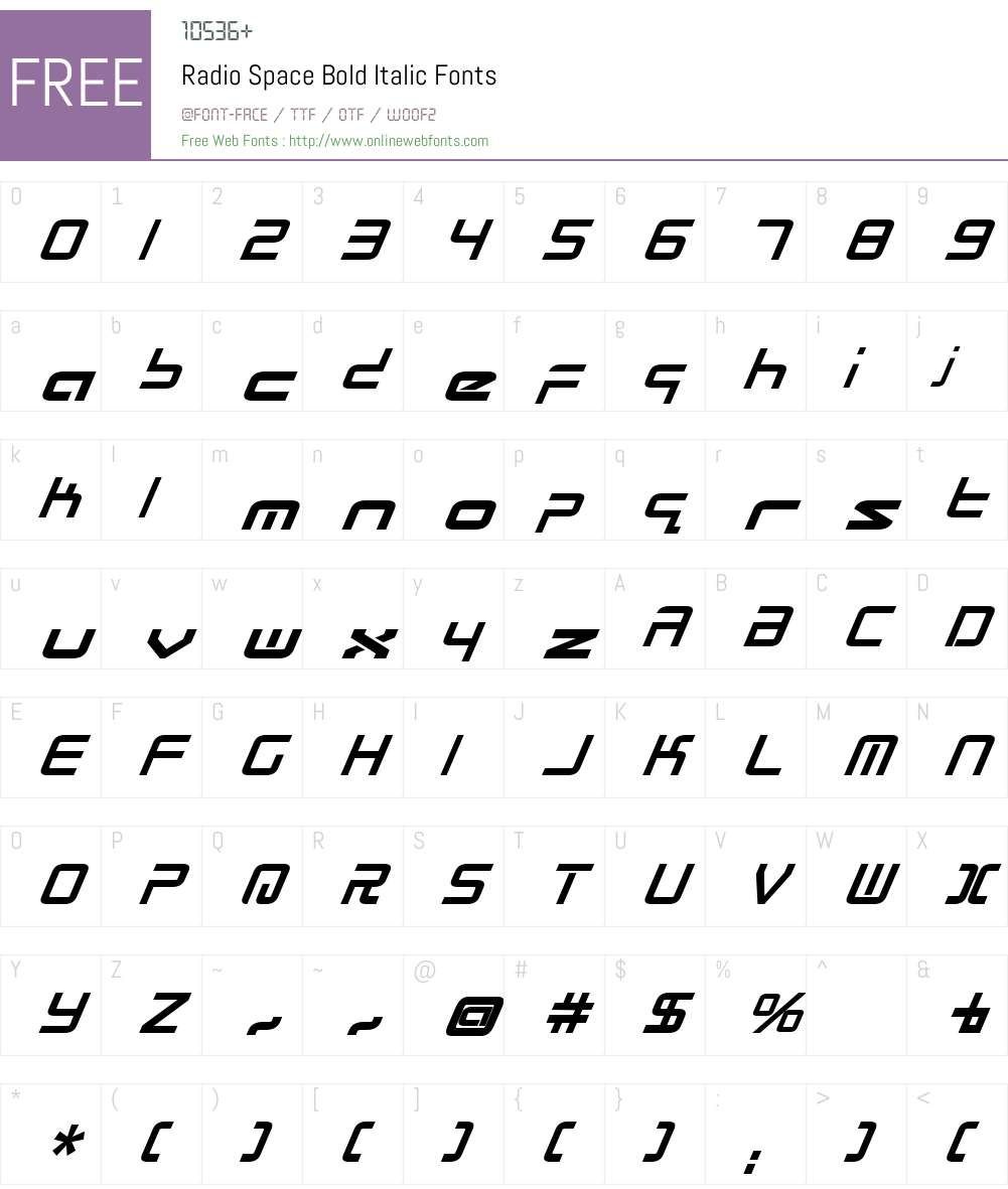 Radio Space Bold Italic Font Screenshots