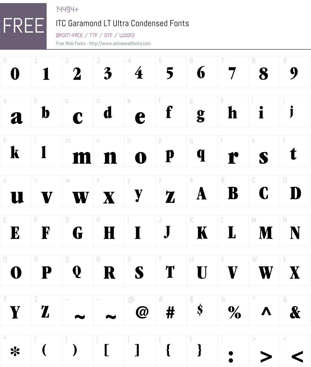 ITC Garamond LT Font Screenshots