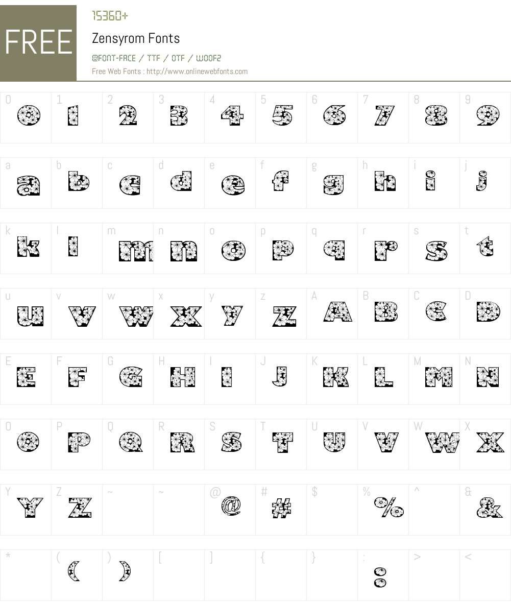 Zensyrom Font Screenshots