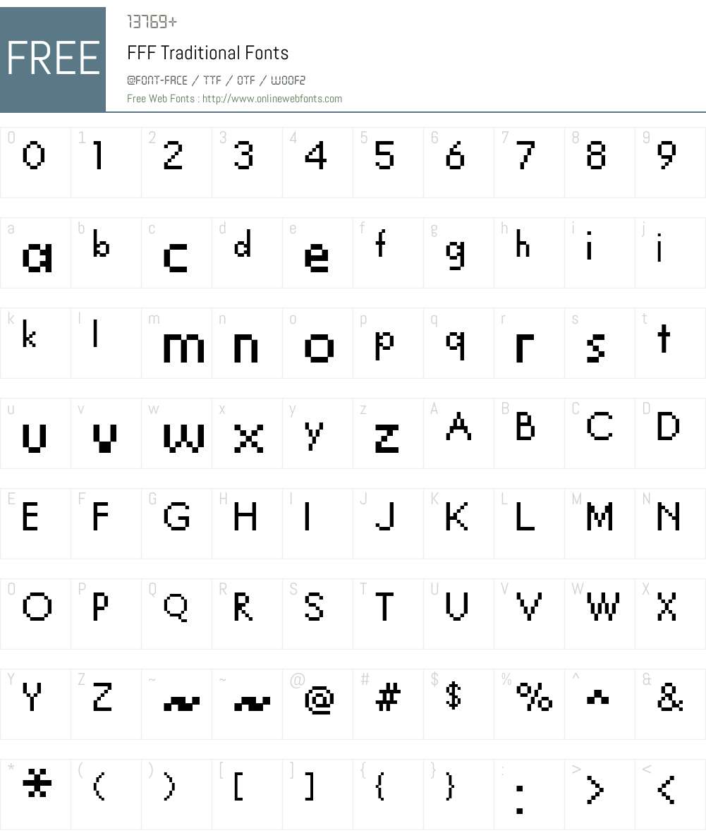 FFF Traditional Font Screenshots