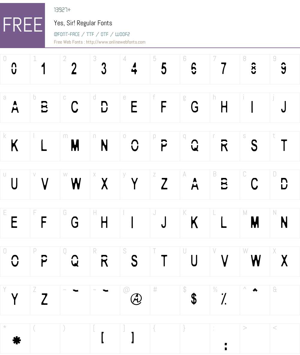 Yes, Sir! Font Screenshots