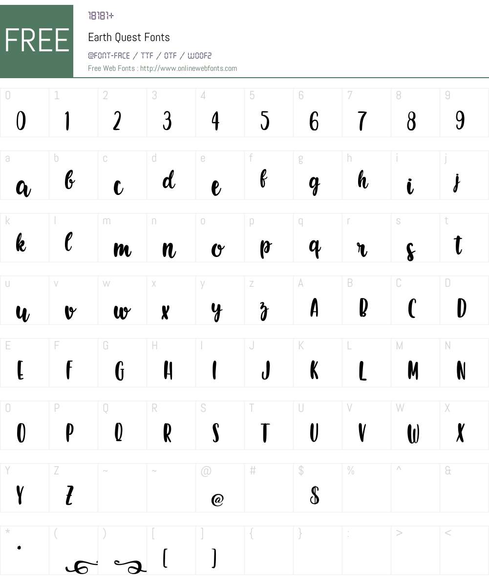 Earth Quest Font Screenshots