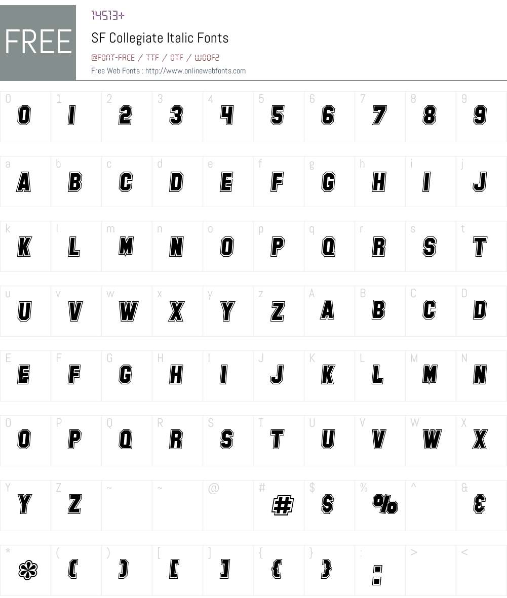 SF Collegiate Font Screenshots
