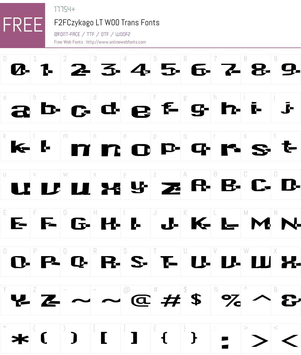 F2FCzykagoLTW00-Trans Font Screenshots