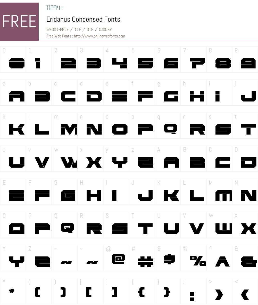 Eridanus Condensed Font Screenshots