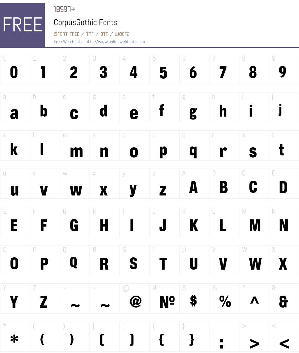 CorpusGothic Font Screenshots