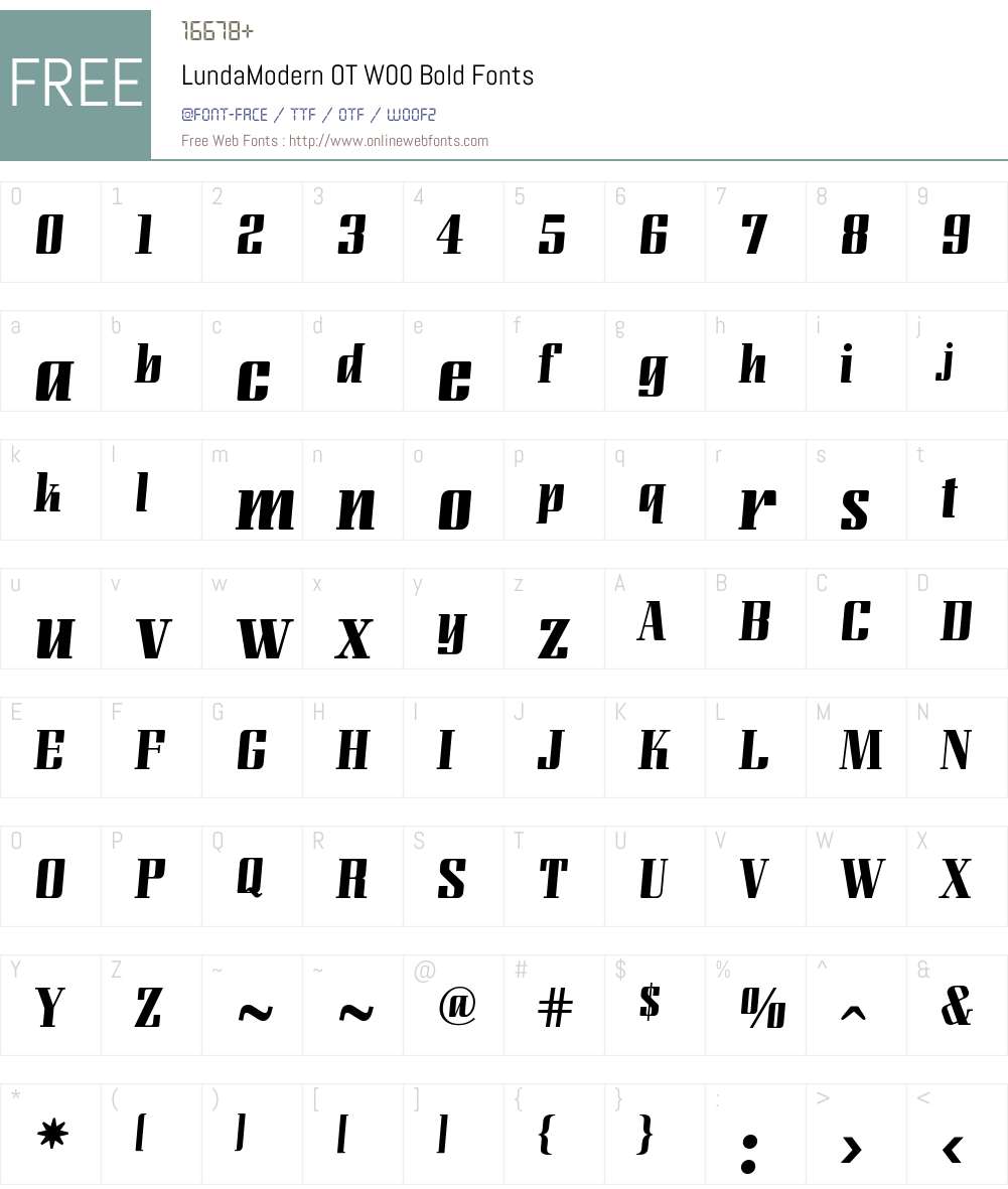 LundaModernOTW00-Bold Font Screenshots