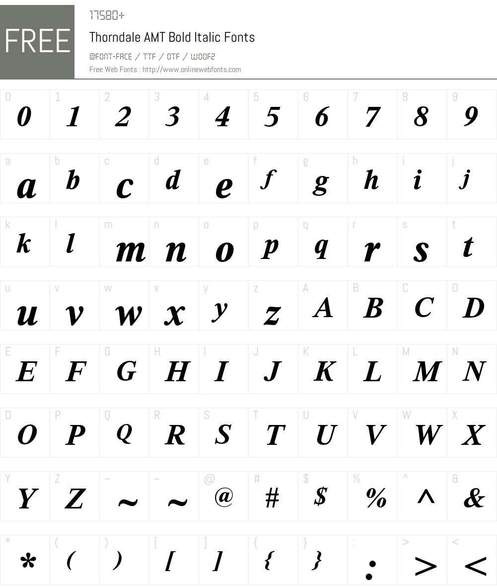 Thorndale AMT Font Screenshots